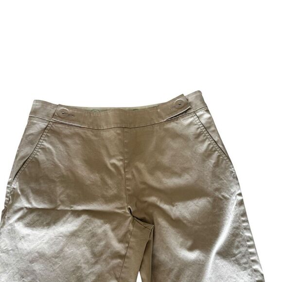 Tory Burch khaki beige pants straight leg mid rise casual work SZ 6 #2419 - Picture 3 of 14